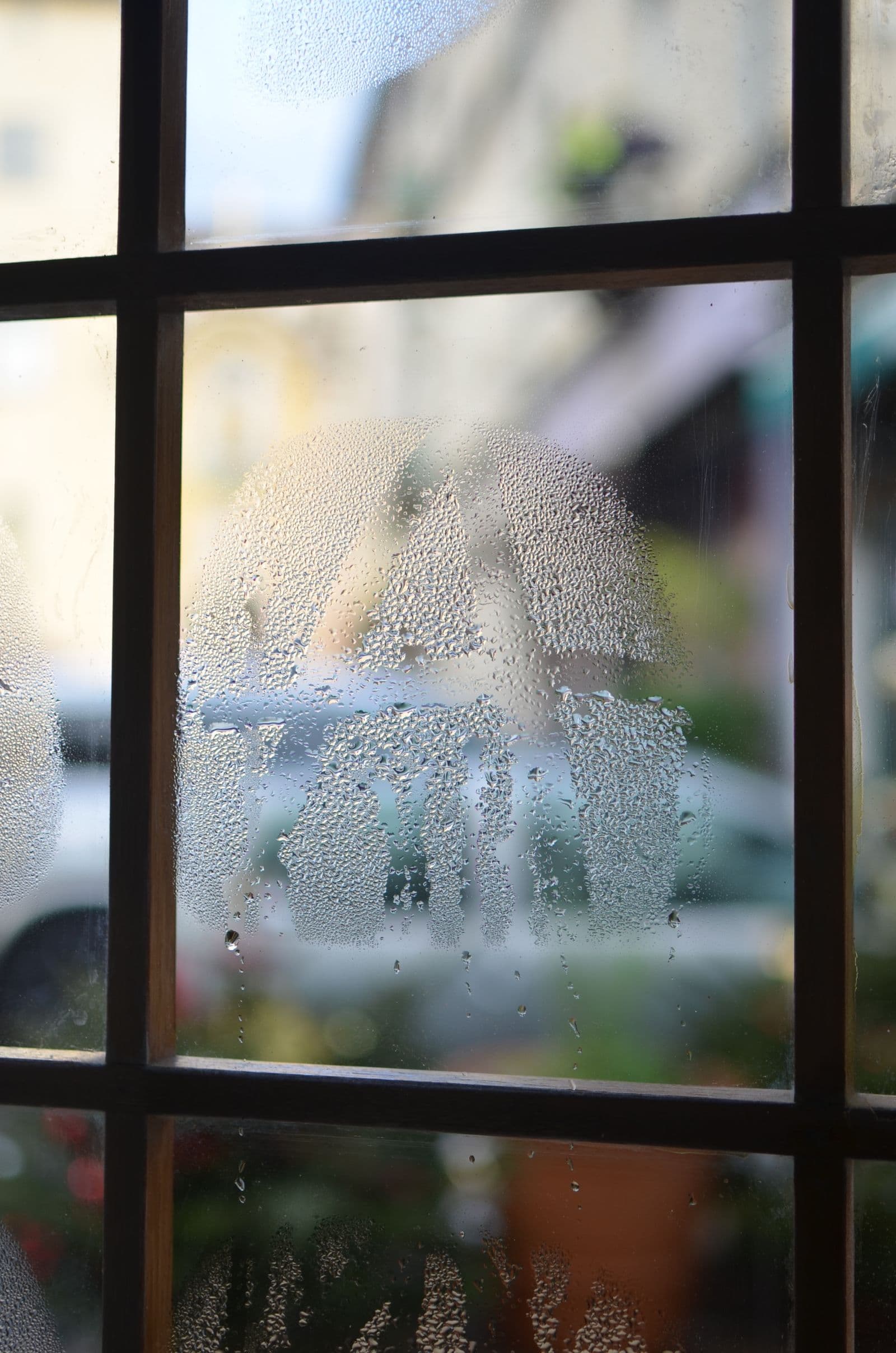 Gouttelettes de condensation sur une vitre